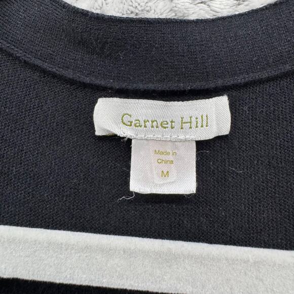 Garnet Hill Sweater Womens M Black Silk Long Cardigan Button Front Thin Stretchy - Picture 2 of 12